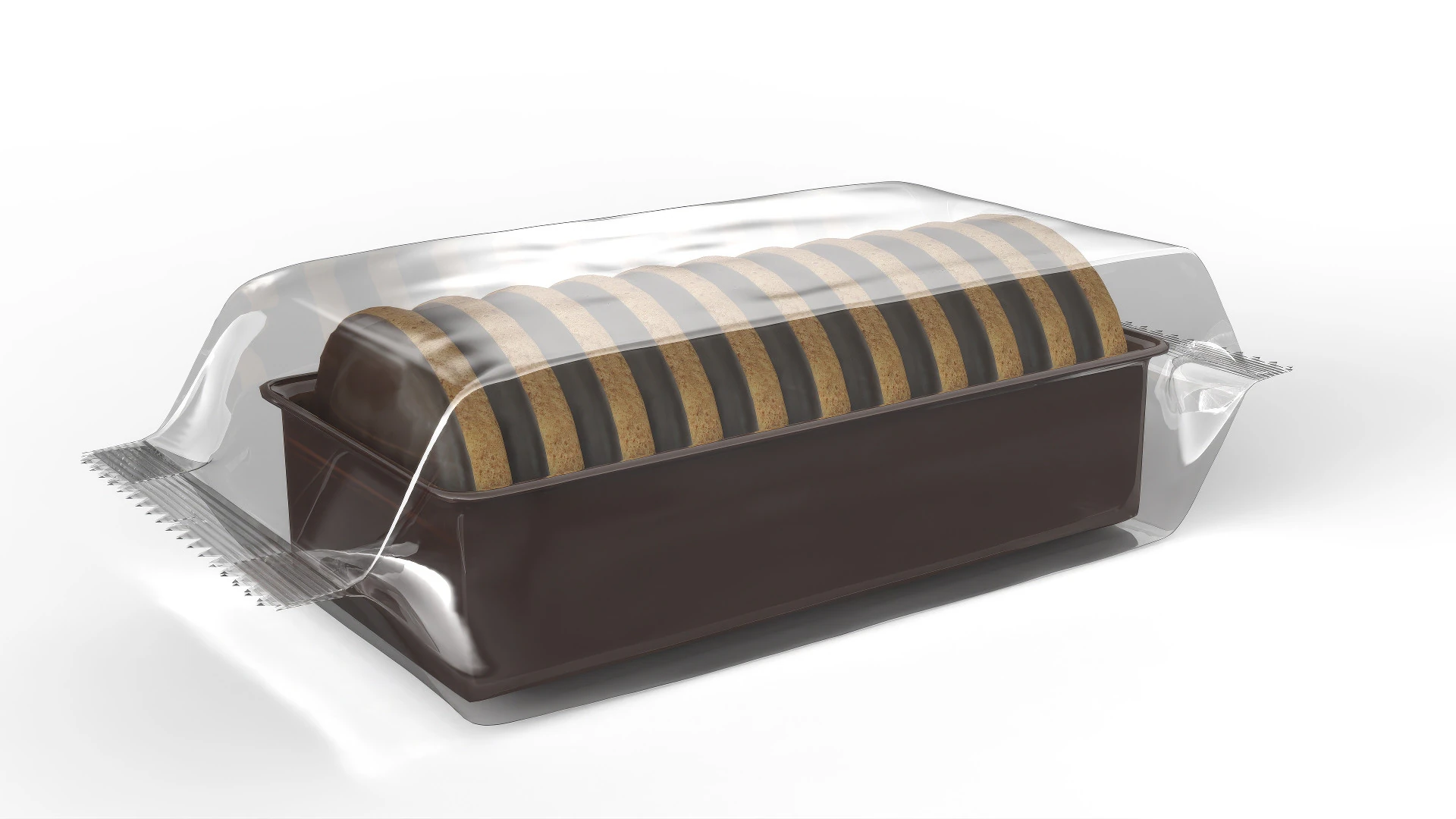 Jaffa chocolate biscuit round cake packaging in transparent foil 3D Model .c4d .max .obj .3ds .fbx .stl .blend 