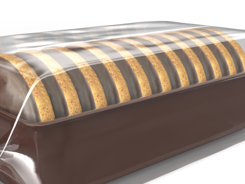 Jaffa chocolate biscuit round cake packaging in transparent foil 3D 모델