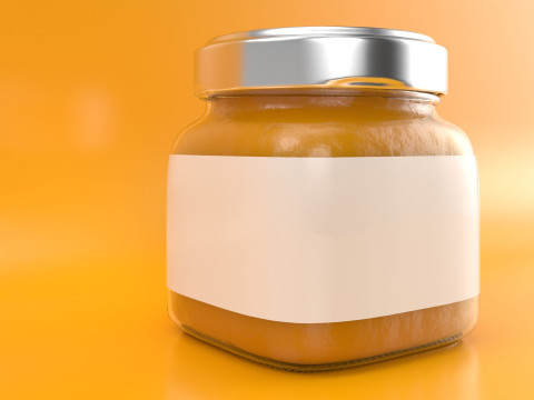 Orange Marmalade Jam in a Glass Jar 3D Model