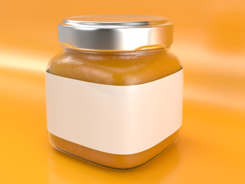 Orange Marmalade Jam in a Glass Jar 3D Model