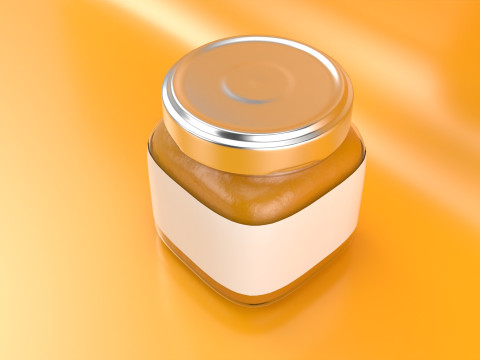 Orange Marmalade Jam in a Glass Jar 3D Model