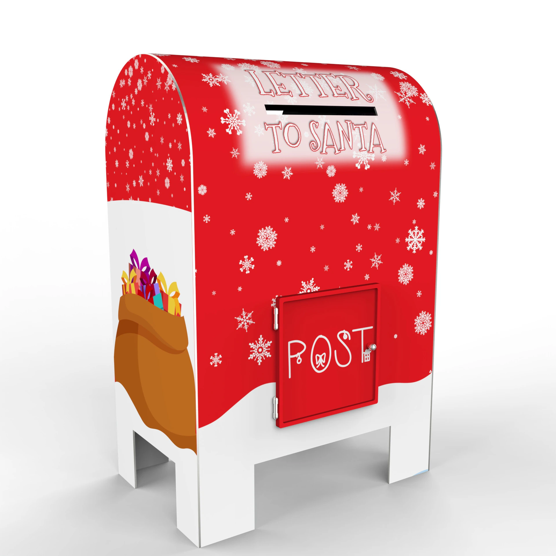 North Pole Mailbox for Letters to Santa Claus Christmas 3D Model .c4d .max .obj .3ds .fbx .stl .blend 