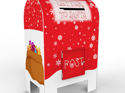 North Pole Mailbox for Letters to Santa Claus Christmas Modelo 3D