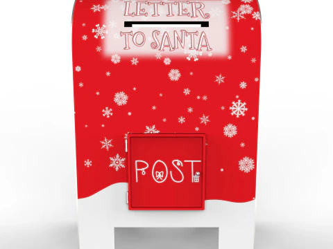 North Pole Mailbox for Letters to Santa Claus Christmas 3D Model