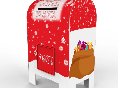 North Pole Mailbox for Letters to Santa Claus Christmas 3D Model