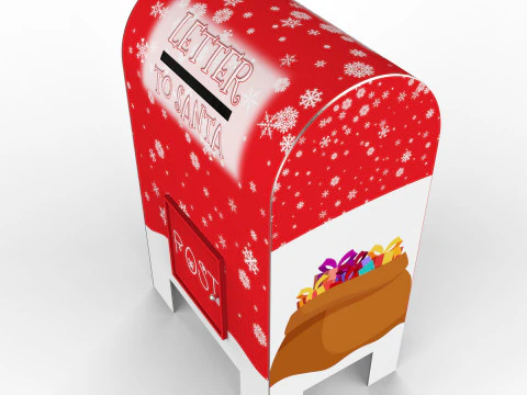 North Pole Mailbox for Letters to Santa Claus Christmas 3D Model