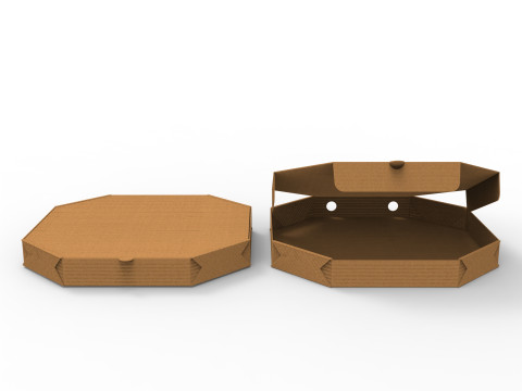 Octagon pizza box Open and Close DIE-CUT INCLUDE IN FILES 3D Model