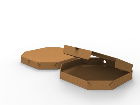 Octagon pizza box Open and Close DIE-CUT INCLUDE IN FILES 3D Model