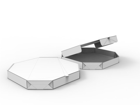 Octagon pizza box Open and Close DIE-CUT INCLUDE IN FILES 3D Model