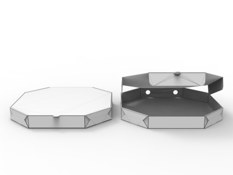 Octagon pizza box Open and Close DIE-CUT INCLUDE IN FILES 3D Model
