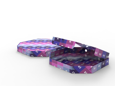 Octagon pizza box Open and Close DIE-CUT INCLUDE IN FILES 3D Model