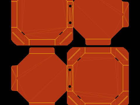 Octagon pizza box Open and Close DIE-CUT INCLUDE IN FILES 3D Model