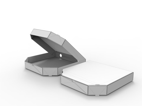 Pizza box Open and Close DIE-CUT INCLUDE IN FILES 3D Model