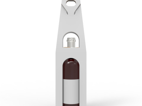 Packaging holder for one wine bottle including die-cut design 3Dモデル