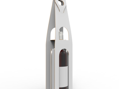 Packaging holder for one wine bottle including die-cut design 3Dモデル