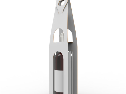 Packaging holder for one wine bottle including die-cut design 3Dモデル