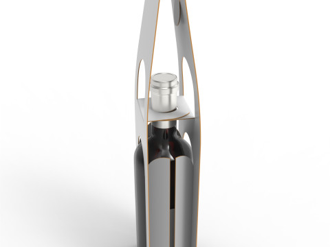 Packaging holder for one wine bottle including die-cut design 3Dモデル