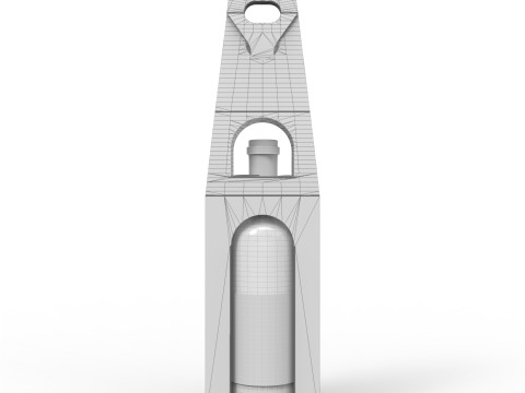 Packaging holder for one wine bottle including die-cut design 3Dモデル