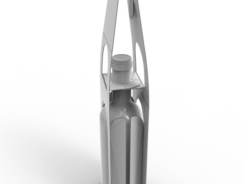 Packaging holder for one wine bottle including die-cut design 3Dモデル