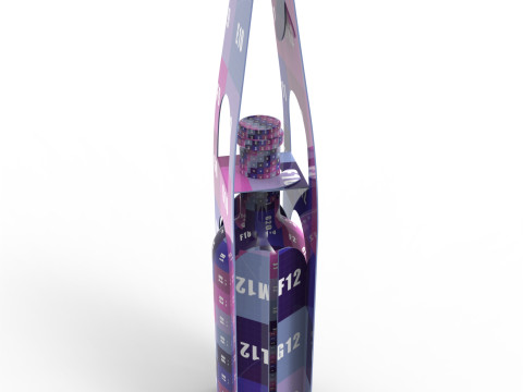 Packaging holder for one wine bottle including die-cut design 3Dモデル