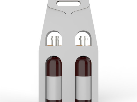 Packaging holder for two wine bottles including die-cut design 3Dモデル