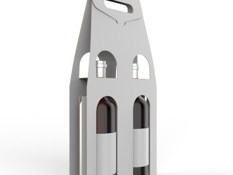 Packaging holder for two wine bottles including die-cut design 3Dモデル