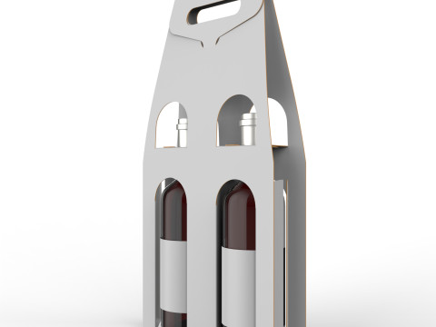 Packaging holder for two wine bottles including die-cut design 3Dモデル