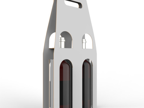 Packaging holder for two wine bottles including die-cut design 3Dモデル