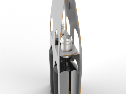 Packaging holder for two wine bottles including die-cut design 3Dモデル