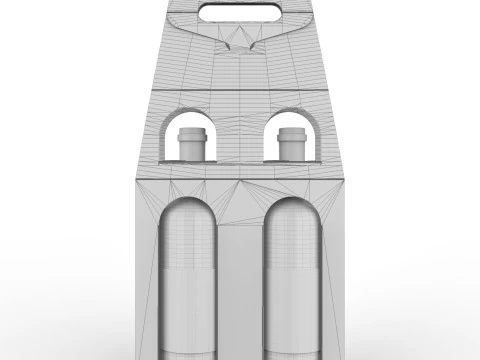 ダイカットデザインを含む2本のワインボトル用のパッケージホルダー 3Dモデル