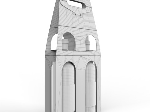 Packaging holder for two wine bottles including die-cut design 3Dモデル