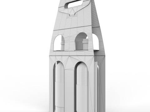 Packaging holder for two wine bottles including die-cut design 3Dモデル