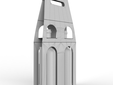 Packaging holder for two wine bottles including die-cut design 3Dモデル