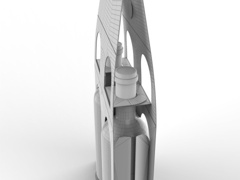 Packaging holder for two wine bottles including die-cut design 3Dモデル