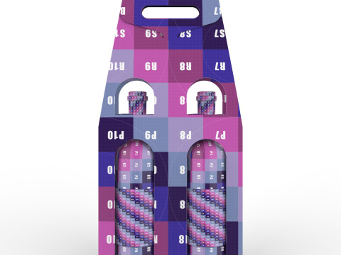 Packaging holder for two wine bottles including die-cut design 3Dモデル