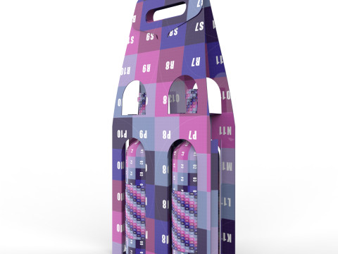 Packaging holder for two wine bottles including die-cut design 3Dモデル