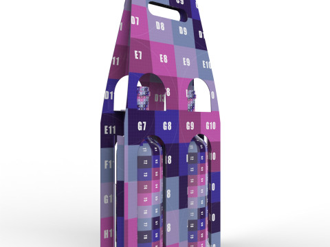 Packaging holder for two wine bottles including die-cut design 3Dモデル