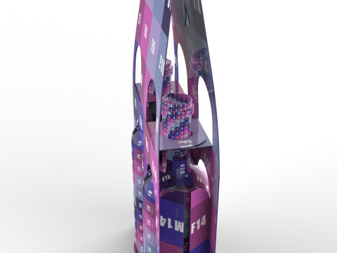 Packaging holder for two wine bottles including die-cut design 3Dモデル