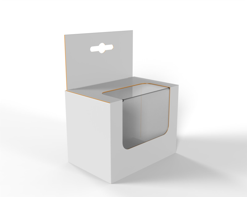 Hanger packaging box with transparent plastic window 90x60x70mm 3Dモデル .c4d .max .obj .3ds .fbx .stl .blend 