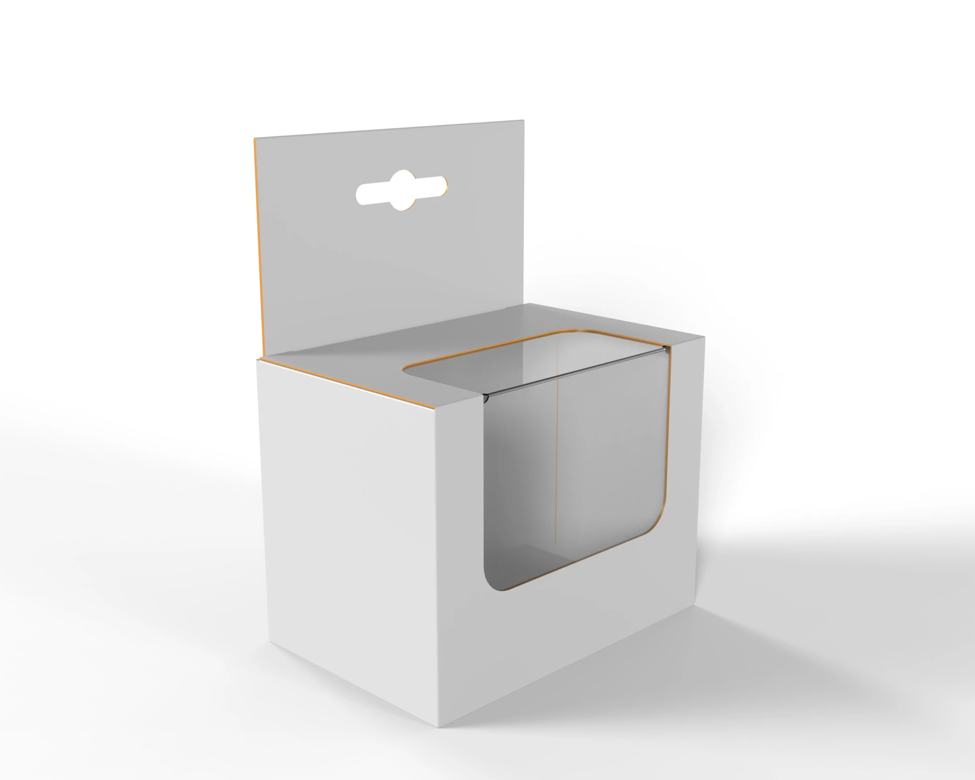 Hanger packaging box with transparent plastic window 90x60x70mm 3D Model .c4d .max .obj .3ds .fbx .stl .blend
