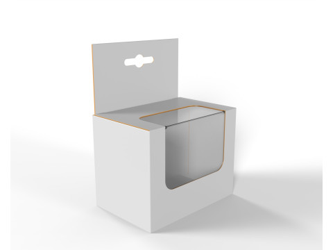 Hanger packaging box with transparent plastic window 90x60x70mm 3D Model