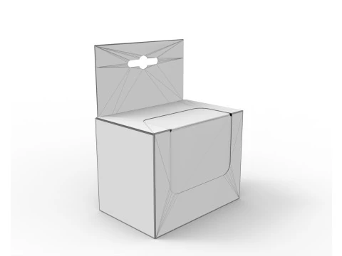 Hanger packaging box with transparent plastic window 90x60x70mm 3D Model