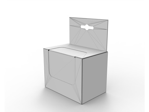 Hanger packaging box with transparent plastic window 90x60x70mm 3Dモデル