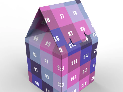 Gable Top Cardboard Packaging Box 120x120x80mm 3D Model