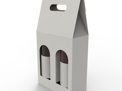 Packaging box holder for two wine bottles Model 3D
