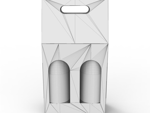Packaging box holder for two wine bottles Model 3D