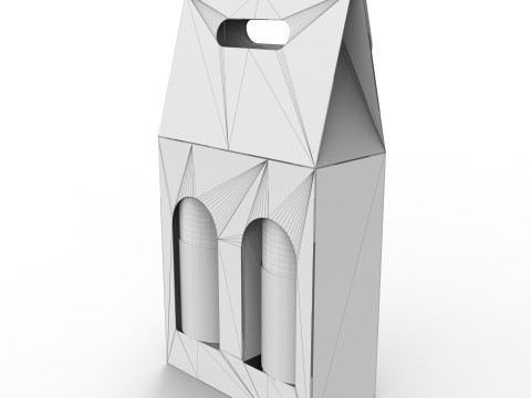 Packaging box holder for two wine bottles Model 3D
