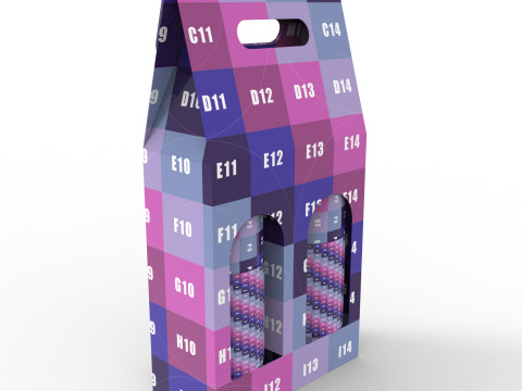 Packaging box holder for two wine bottles Model 3D
