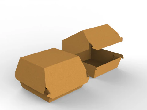 열린 닫힌 뷰와 다이컷 파일이 포함된 크래프트 버거 상자 모형 3D 모델