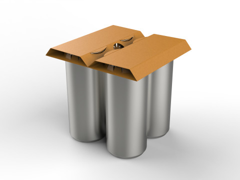 EcoCraft Four-Can Holder for Sustainable Beverage Packaging 3D मॉडल